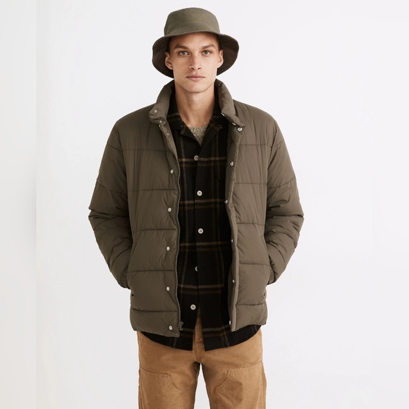 Madewell Mens Quilted Puffer Jacket In Cargo Green Medium Primaloft Gorpcore - Picture 2 of 15